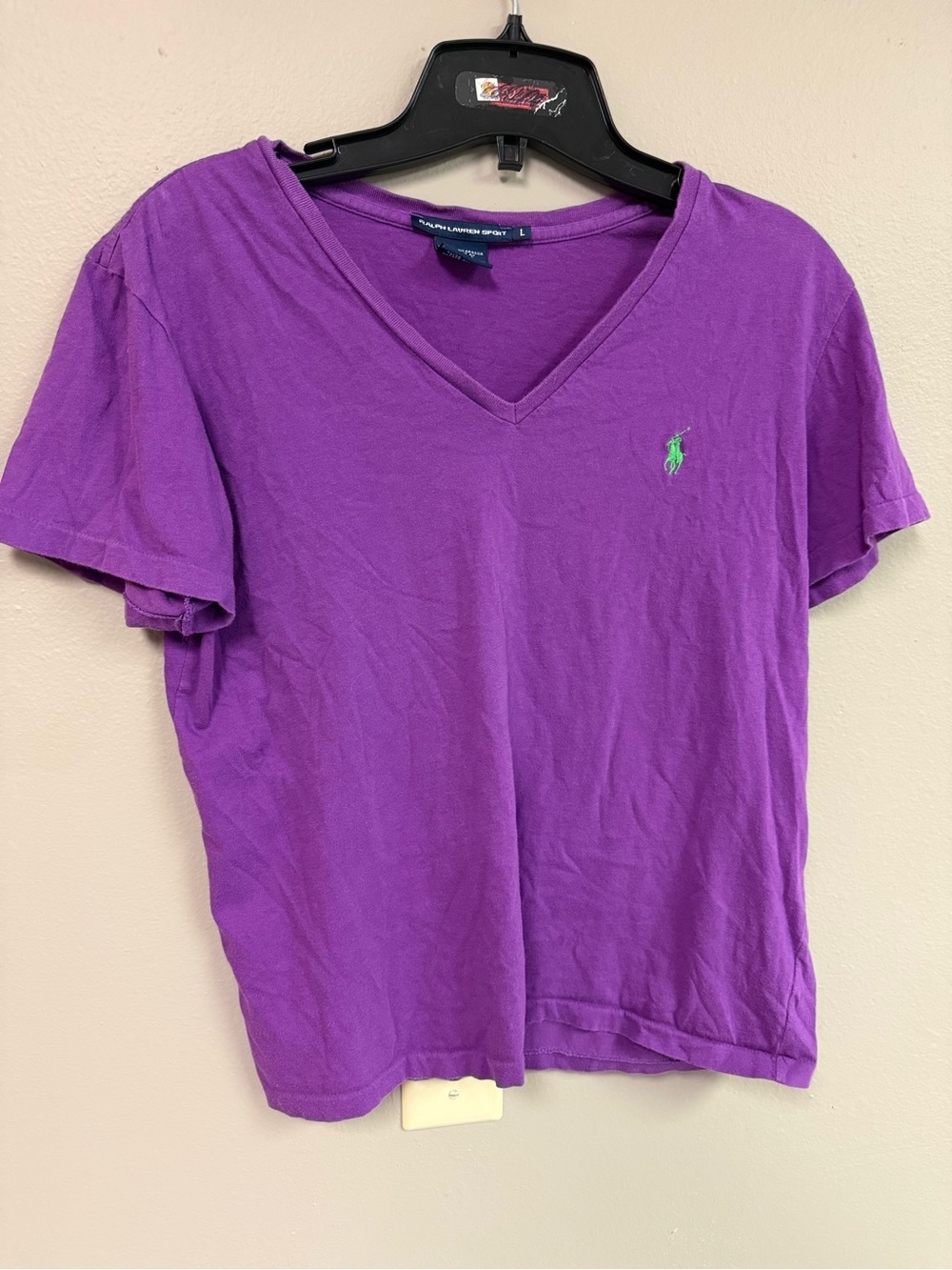Ralph Lauren Purple V-Neck Short Sleeve Tee with Green Pony